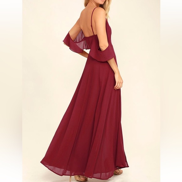 Lulu’s You Found Me Wine Red Maxi Dress, Size S - Picture 4 of 10
